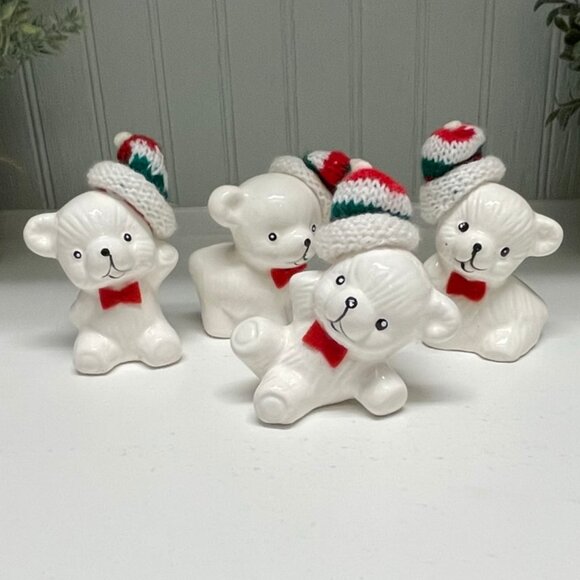 Christmas Around the World Other - VINTAGE Christmas Around the World Snow Bear Ornaments Lot of Four (4)